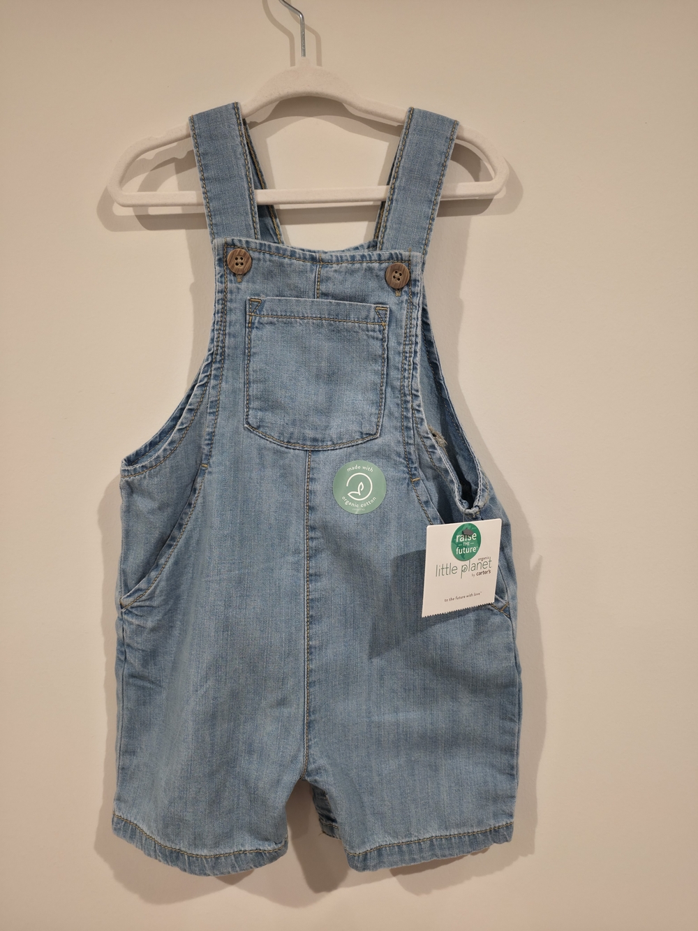 Carter’s Little Planet Organic Denim Shortalls 24M NWT